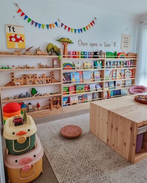 Shared Room Toy Storage, Kids Display Shelves, Living Room Corner Play Area, Play Silk Storage, Multiage Playroom, Trofast Corner, Ikea Kids Room Storage, Trofast Bookshelf, Toy Storage In Bedroom