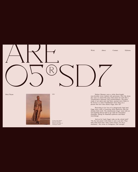 Oliver Gareis | Designed some portfolio layout concepts in an editorial fashion design direction for Rory Payne. . ↳ Want to know which Fonts I used in… | Instagram Editorial Layout Inspiration, Layout Reference, Creativity Inspiration, Design Fonts, Font Inspiration, Portfolio Layout, Editorial Layout, Layout Inspiration, Deck Design