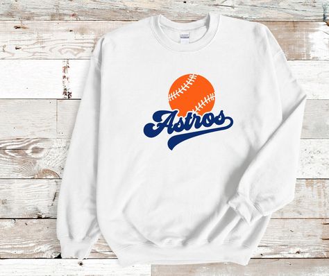 Show your Astros pride in this comfy sweatshirt! Funny Toddler Shirt, Simple Sweatshirt, Baseball Sweatshirts, Retro Sweatshirts, Grandma Shirts, Fan Shirts, Comfy Sweatshirt, Houston Astros, Sports Shirts