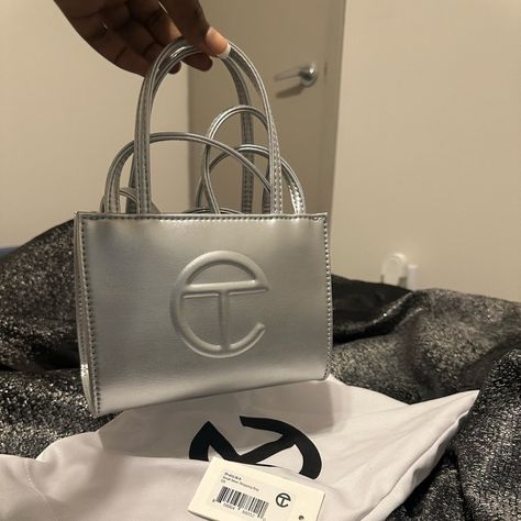 Brand New Never Worn // Can Fit A Lot ! Also Your Phone Telfar Bag Outfit, 27 Birthday, Telfar Bags, Silver Outfit, Telfar Bag, Silver Outfits, 27th Birthday, Girly Bags, Fancy Bags