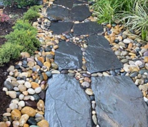 Slate Rock, Waterfalls Backyard, Slate Stone, Garden Path, Garden Pathway, Garden Decoration, Outdoor Projects, Walkway, Small Backyard