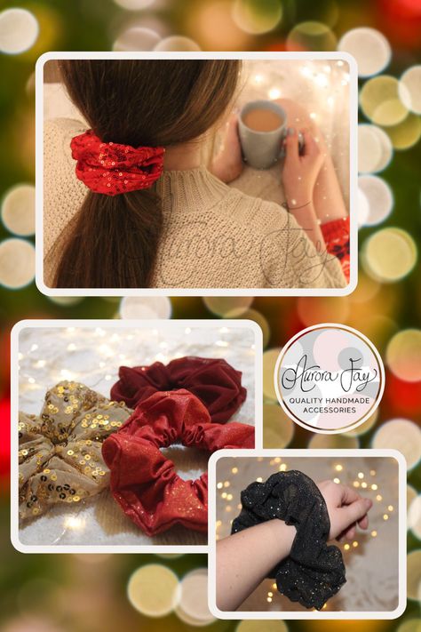 Christmas Scrunchie Ideas, Christmas Scrunchies, Love Sparkle, Christmas Accessories, Diy Clothing, Ribbon Crafts, Diy Hair Accessories, Diy Hair, Christmas Aesthetic