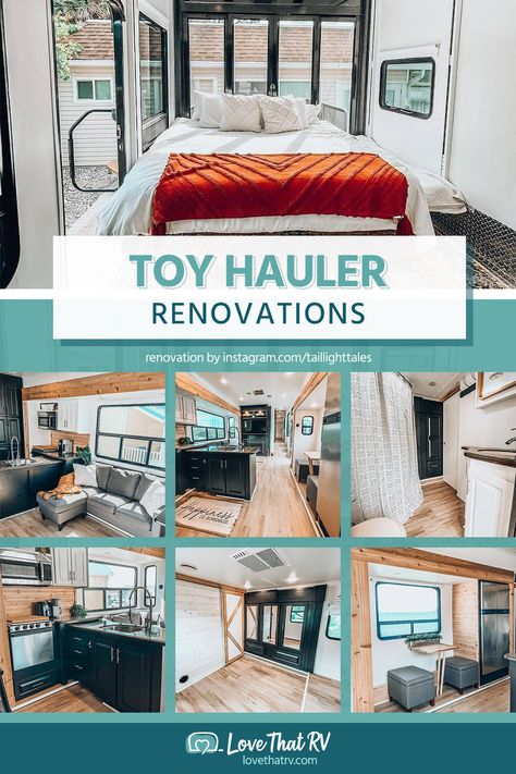 Toy Hauler Renovations Remodeling A Toy Hauler, Living In A Toy Hauler, Toy Hauler Garage Master, Toy Hauler Renovation Ideas, Fifth Wheel Toy Hauler Remodel, Renovated Toy Hauler, Rv Toy Hauler Garage Remodel, Toyhauler Garage Remodel, Toy Hauler Remodel Before And After