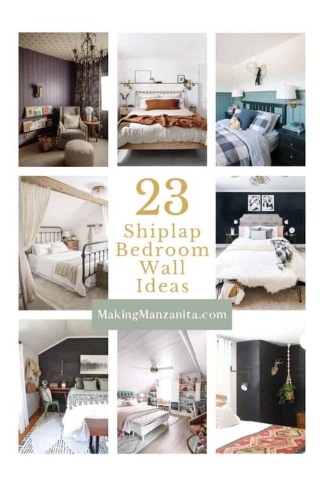 Small Bedroom Inspo Cozy, Shiplap Bedroom Wall, Bedroom Inspo Cozy, Modern Cottage Bedroom, Shiplap Bedroom, Bedroom Wall Ideas, Painting Shiplap, Accent Wall Ideas, Shiplap Accent Wall