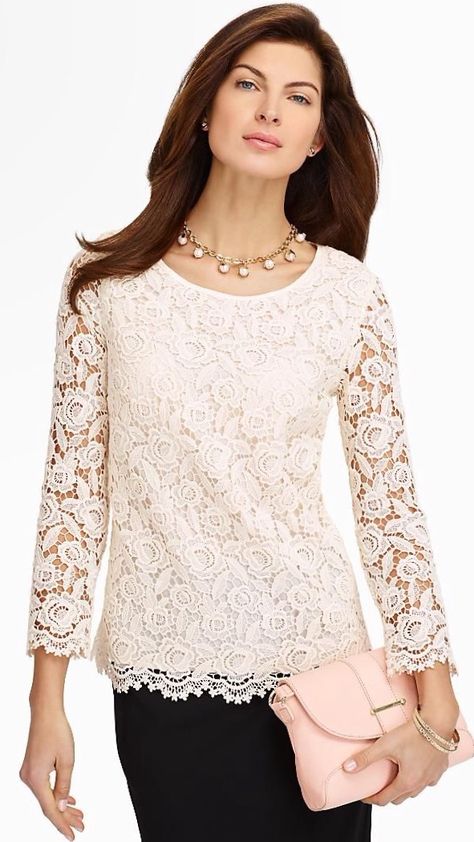 Mine, hope u like Rose Lace, Lace Fashion, Lace Shirt, Street Style Outfit, Elegant Outfit, Lace Blouse, Womens Fashion Trends, Lace Tops, Fashion Tops