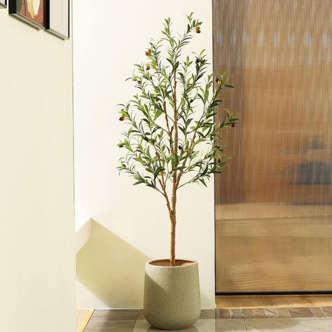 Olive Tree Indoor, Artificial Olive Tree, Olive Plant, Tree Indoor, Faux Olive Tree, Fake Trees, Wood Trunk, Olive Branches, Wood Branch