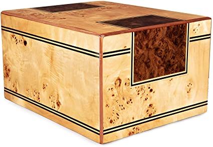 Chateau Urns - Chateau Collection - Adult Cremation Urn - Wooden Memorial Box for Ashes - Large (up to 250 lbs) - Chambord Glass Piano, Wooden Urn, Maple Burl, Brass Plate, Keepsake Urns, Memorial Urns, Pet Urns, Human Ashes, Burl Wood