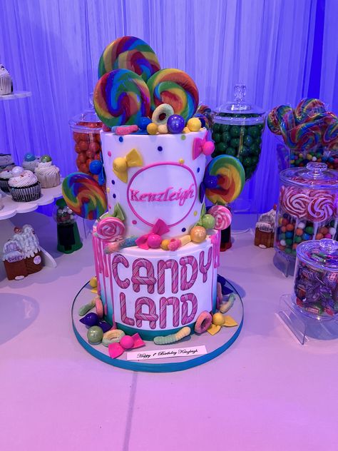 Sweet 16 Candy Theme Party, Candy Land Sweet 16 Theme, Candyland Sweet 16 Party, Candy Theme Birthday Party Cake, Candyland Cake Ideas 1st Birthdays, Candy Land Party Ideas, Four Ever Sweet Birthday Party, Candy Land Birthday Cake, Candyland Theme Cake