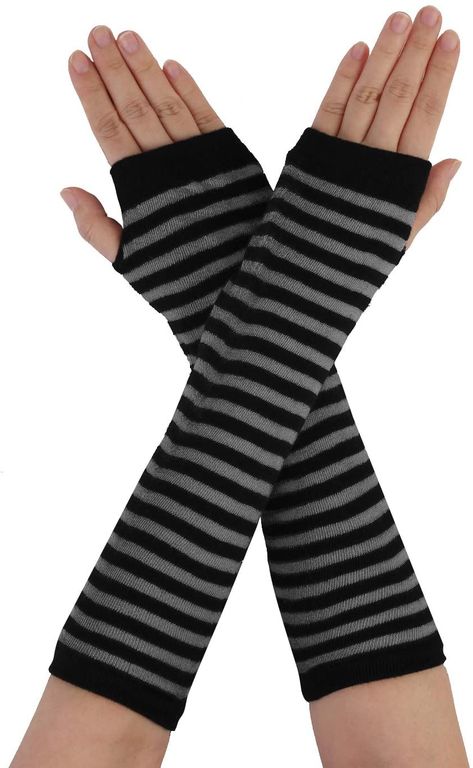 Striped Fingerless Gloves, Arm Wraps, Manicotti Recipe, Striped Gloves, Striped Knee High Socks, Casual Oufits, Strega Fashion, Elbow Length Gloves, Costume Gloves