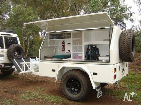 Heavy Duty Off Road Camper Trailer / Kitchen Camper Trailer Kitchen, Camping Gear Trailer, Trailer Kitchen, Accessoires 4x4, Camping Trailer Diy, Work Trailer, Jeep Trailer, Cargo Trailer Camper, Expedition Trailer