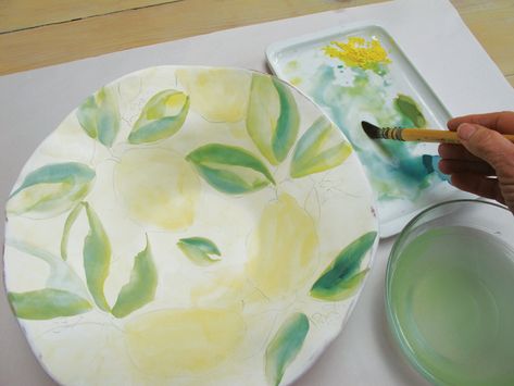 Pottery Making Illustrated, Majolica Pottery, Watercolor On Paper, Pottery Making, Glazes For Pottery, Watercolor Techniques, Pottery Painting, In The Studio, Crafty Ideas