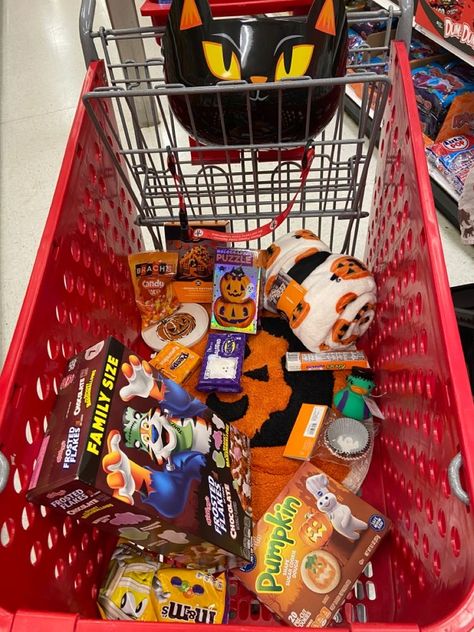 Halloween Shopping Cart, Fall Target Aesthetic, Halloween Fun Aesthetic, Halloween Shopping Aesthetic, Fall Hangout, Halloween Hangout, Target Halloween Decor, Fall Sleepover, Target Aesthetic