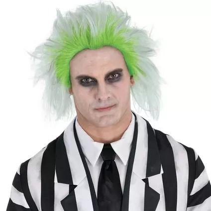 Adult Beetlejuice Wig Beetlejuice Fashion, Beetlejuice Wig, Beetlejuice Costume, Halloween Bash, Green And Gray, Grey Hair Color, Costume Wigs, Halloween Parties, Beetlejuice