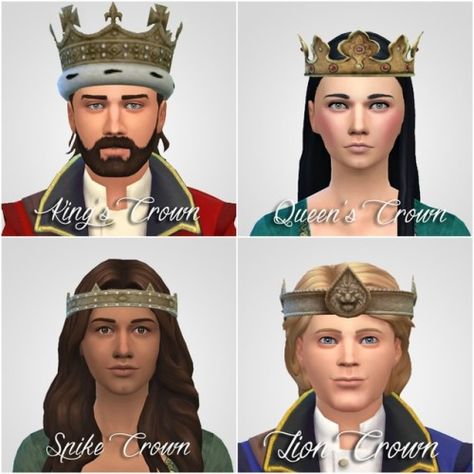 Sims 4 Medieval, Sims 4 Men Clothing, Medieval Crown, Medieval Hats, Sims Medieval, Sims 4 Challenges, King Outfit, Sims 4 Dresses, Sims 4 Characters