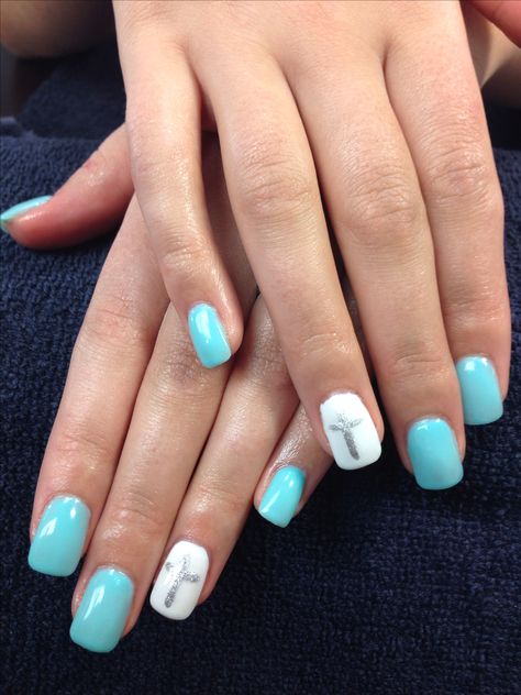 Charlene's nails. Cross gel nail art. Short Nail Designs With Cross, Cross Gel Nails, Easter Cross Nail Art, Cross Easter Nails, Easter Cross Nail Designs, Cross Nail Art Designs, Christian Easter Nails Design, Easter Nails With Cross, Nail Ideas Cross