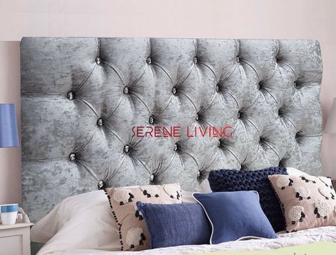 HEADBOARD CHESTERFIELD CRUSHED VELVET 20" BED HEAD - SMALL DOUBLE KING SUPERKING Crushed Velvet Headboard, Pintuck Bedding, Bed Valance, Bed Wrap, Velvet Duvet, Headboard Cover, Bed Quilt Cover, Velvet Headboard, Headboard Styles