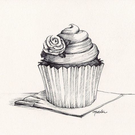 * Cupcake Tattoos, Cupcake Drawing, Cupcake Pictures, Sweet Drawings, Gcse Art Sketchbook, Wayne Thiebaud, Birthday Babe, Cupcake Art, Photo Collage Maker