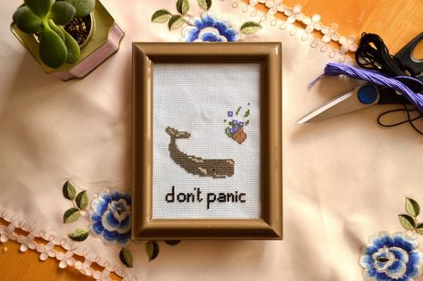 Whale Cross Stitch, Galaxy Cross Stitch, Galaxy Whale, Galaxy Cross, Hitchhikers Guide To The Galaxy, 1 Symbol, Hitchhikers Guide, Sperm Whale, Guide To The Galaxy