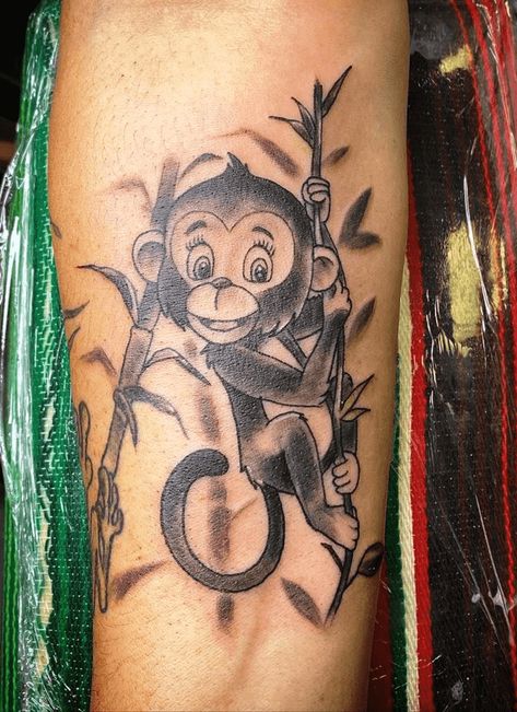 Monkey Tattoos For Women, Monkey Tattoo Men, Monkey Tattoo Ideas For Women, Cute Monkey Tattoo, Monkey Tattoo Small Cute, Monkey Tattoo Design, Monkey Tattoo Ideas, Monkeys Tattoo, Tattoo For Kids