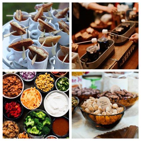 Winter Food Bars For Parties, Fall Wedding Buffet Ideas Food Stations, Food Bar Ideas For Wedding, Winter Wedding Catering Ideas, Winter Wedding Meal Ideas, Wedding Food Winter, December Wedding Food Ideas, Winter Buffet Food Ideas, Unique Wedding Food Stations