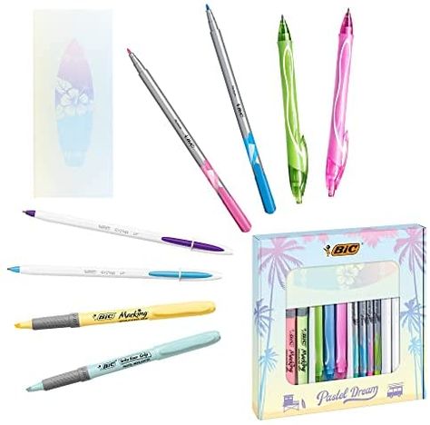 BIC Pastel Dream Kit - 3 Gel Pens/4 Felt Writing Pens/4 Highlighter Pastel Pens/4 Ball Pens/1 Notepad - Gift Box of 16, turquoise : Amazon.co.uk: Stationery & Office Supplies Pastel Pens, Pastel Pen, Pen Gift Box, Notepad Gift, Gel Ink Pens, Writing Pens, Graphite Pencils, Rollerball Pen, Ballpoint Pens