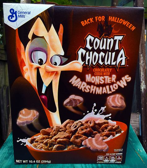 Count Chocula Cereal, Monster Cereal, General Mills Cereal, Count Chocula, Vintage Cereal, Cereal Packaging, Types Of Cereal, Birthday Haul, Food Kawaii