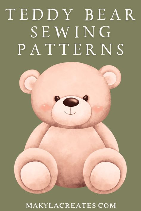 Non Jointed Teddy Bear Pattern, Sewn Teddy Bear Pattern, Stuffed Bear Sewing Pattern Free, Pattern For Teddy Bear Sewing, Care Bear Pattern Sewing, Teddy Bear Template Sewing, How To Sew Teddy Bears, Sewing Teddy Bear Pattern, Teddy Bear Patterns Free Sewing