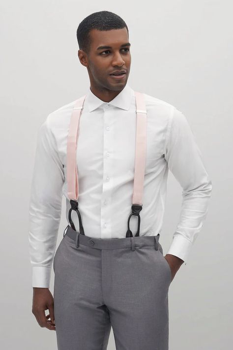 Groomsmen Accessories & Gifts | Birdy Grey Grey Tuxedo Wedding, Pink Groomsmen, Formal Menswear, Suspenders Outfit, Groomsmen Party, Pink Suspenders, Taupe Bridesmaid Dresses, Grey Tuxedo, Groomsmen Accessories