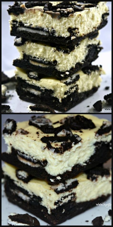 oreo-cheesecake-bars-stacked Oreo Cheesecake Brownies, Diy Easy Recipes, Cheesecake Brownies, Oreo Dessert, Oreo Cheesecake, Savoury Cake, Betty Crocker, Homemade Chocolate, Brownie Recipes