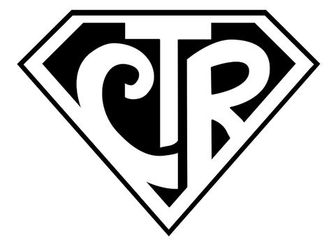 CTR Font from LDS CTR Ring on Superman Logo Shape. By: Heidi Anne Rebarchik Ctr Lds Logo, Ctr Ring, Lds Primary Program Invitation, Baptism Talk Lds, Lds Baptism Program, Ctr Rings, Logo Shapes, Activity Day Girls, Superman Logo