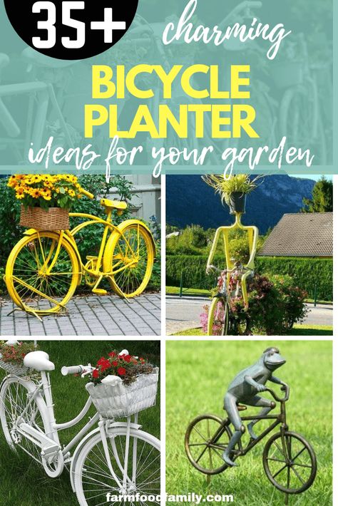 Bicycle Planter Ideas, Artsy Garden, Bicycle Planter, Bike Planter, Micro Garden, Backyard Farm, Sustainable Gardening, Old Bicycle, Urban Farm