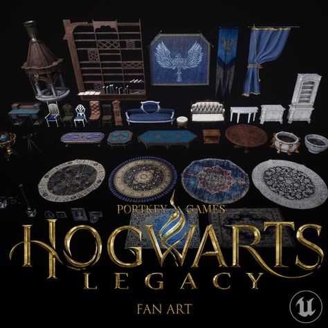 Sims 4 Cc Hogwarts Furniture, Hogwarts Sims 4, Sims 4 Hogwarts Cc, Sims 4 Harry Potter Cc, Hogwarts Legacy Ravenclaw, Harry Potter Furniture, Hogwart Legacy, Ravenclaw Common Room, Ts4 Mods