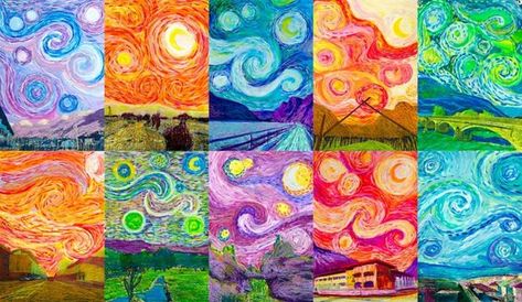 Van Gogh at my place Van Gogh Art Lesson, Middle School Art Projects, Vincent Van Gogh Art, Arte Van Gogh, Ecole Art, Art Van, Elementary Art Projects, Van Gogh Art, Homeschool Art