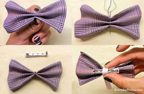 Dress the kids in their Sunday best! Make a clip-on bow tie with scrap fabric. No fancy sewing required! Tattoos Celebrities, Animals Tattoos, Design Humor, Bowtie Pattern, Tie Crafts, Quotes Education, Everyday Dishes, Boys Bow Ties, Scrap Fabric