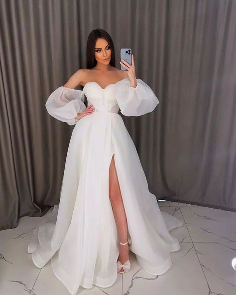 Engagement Party Dress, Summer Wedding Gowns, Puffy Wedding Dresses, Wedding Evening Gown, White Bridal Dresses, Organza Wedding Dress, Puffy Dresses, Organza Wedding, Bridal Ball Gown