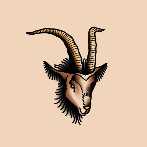 goat  #tattoo #traditionaltattoo #classictattoo #goat Goat Flash Tattoo, American Traditional Goat Tattoo, Goat Traditional Tattoo, Small Goat Tattoo, Traditional Goat Tattoo, Mountain Goat Tattoo, Goat Tattoo Design, Goat Drawings, Tattoo Goat