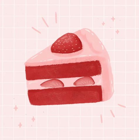 Cake Sketch, Cute Small Drawings, Money Wallpaper Iphone, Strawberry Art, Cake Drawing, Food Illustration Art, Fruit Wallpaper, Cute Food Art, Small Drawings