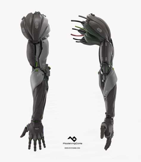 Prosthetic arm concept, Ryo Yambe on ArtStation at https://www.artstation.com/artwork/rOE1G Echipament Tactic, Armadura Cosplay, Mech Suit, Arte Robot, Arte Cyberpunk, Cyberpunk Character, Robot Design, Robots Concept, A Robot