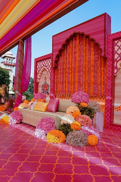 mehndi decor ideas, pink floral searing, haldi ideas, colouefull decoration, roses decor, pink inspo, indian wedding decor ,floral wedding, pink themed mehndi ceremony decoration, Wedding Dance Floor Design, Dance Floor Design, Mehndi Stage, Haldi Decoration Ideas, Haldi Ceremony Decorations, Asian Wedding Decor, Wedding Dance Floor, Indian Wedding Theme, Mehendi Decor Ideas