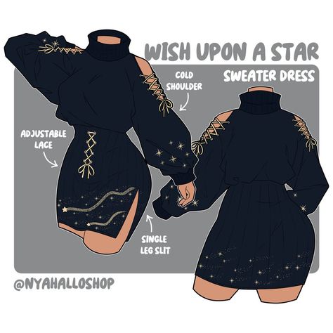 Art Clothing Ideas, Space Outfit Drawing, Wish Upon A Star, Art Outfits, Dress Design Drawing, Clothing Design Sketches, Drawing Anime Clothes, Dress Design Sketches, Fashion Illustration Dresses