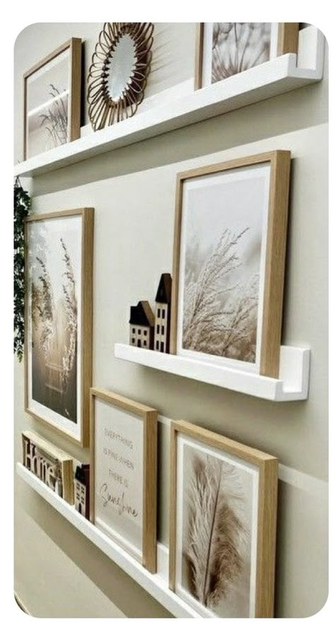 Entryway Collage Wall, Corridor Wall Decor, Picture Wall Bedroom, Home Decor Ideas Diy, Japandi Decor, Beach House Interior Design, Family Photo Wall, Narrow Hallway Decorating, Transitional Decor Living Room