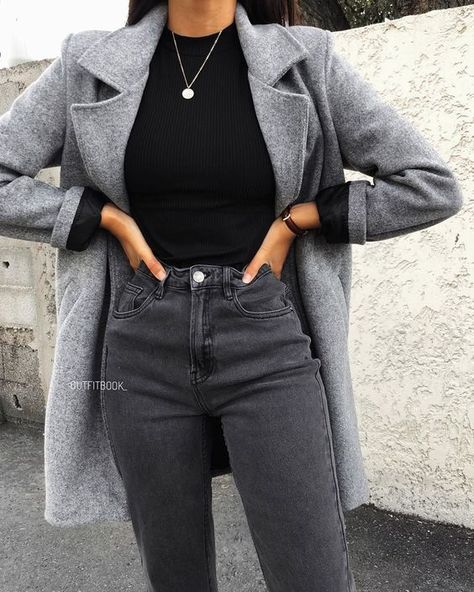 Gray Coat, Trendy Fall Outfits, Grey Coat, Meryl Streep, Mode Inspo, Casual Winter Outfits, 가을 패션, Angelina Jolie, Mode Inspiration