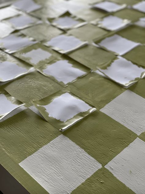 Paint Checkerboard Pattern, Checkerboard Table Top, Outdoor Checkerboard, Pattern On Furniture, Tiny Pots, Concrete Board, Painted Table Tops, Checkerboard Table, Green Succulents