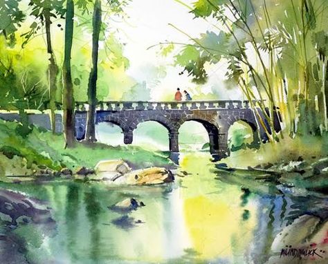 Milind Mulick Milind Mulick, Watercolour Landscapes, Drawing Scenery, Watercolor Scenery, Watercolor Art Landscape, Watercolor Paintings Nature, Watercolour Landscape, Watercolor Architecture, Scenery Paintings