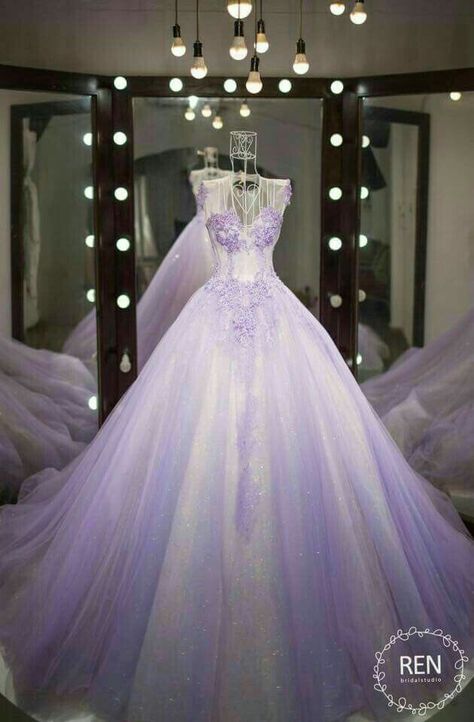 Lavendar Wedding Dresses, Wedding Dress With Purple Accents, Purple Wedding Dress The Bride, White And Purple Wedding Dress, Purple And White Wedding Dress, Violet Wedding Dress, Light Purple Wedding Dress, Purple Princess Dress, Lavender Wedding Dress