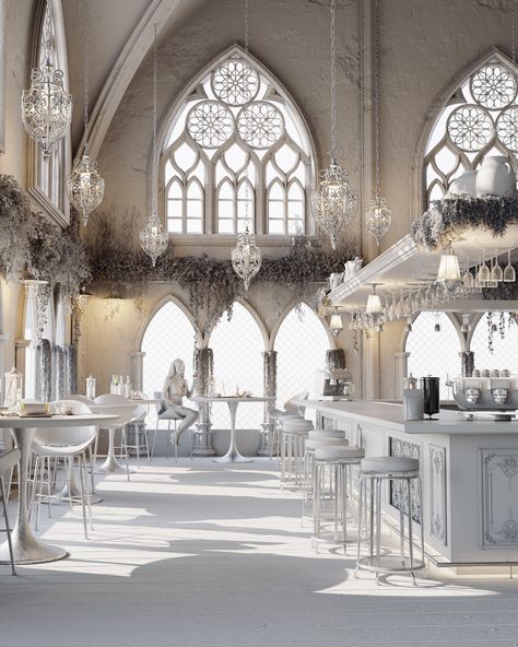 "Gothic coffee shop" by Mahmoud Talat Goth Cafe Interior, Gothic Cafe, Gothic Restaurant, Gothic Style Architecture, Cafe Vibes, Maid Cafe, Gothic Themes, Gothic Style, Cafe Interior