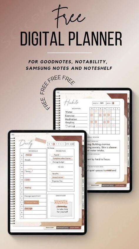 FREE Digital Planner | Minimalist Planner | iPad Planner | Goodnotes | Digital Planner #minimalis... Digital Notes Template Free, Free Journal Templates, Goodnotes Template Free Study, Digital Planner Free Download, Ipad Goodnotes Template, Free Printable Weekly Planner Template, Free Weekly Planner Templates, Social Media Planner Template, Best Digital Planner