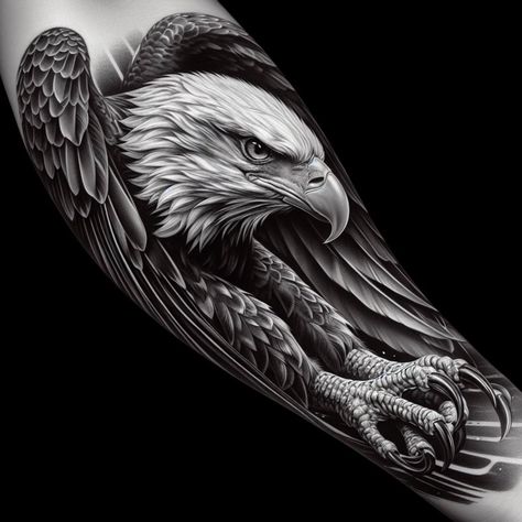 3d Eagle Tattoo, Eagle Forearm Tattoo For Men, Eagle Forearm Tattoo, Eagle Tattoo Forearm, Bald Eagle Tattoos, Poutine Recipe, Bird Tattoo Men, Science Tattoos, Patriotic Tattoos