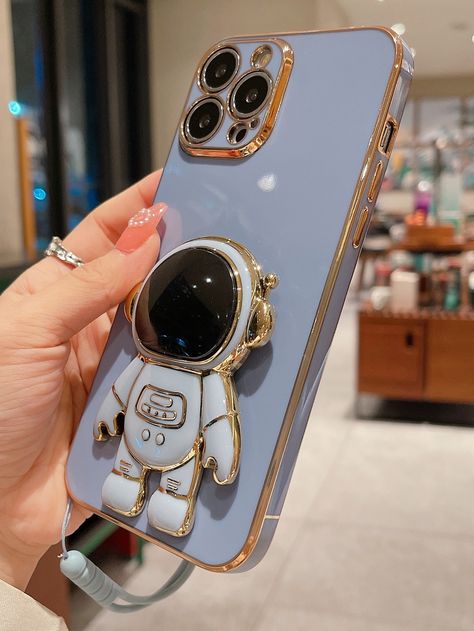 Blue  Collar  TPU Cartoon Phone Cases Embellished   Phone/Pad Accessories Cartoon Phone Cases, Blue Phone Case, Astronaut Design, Pop Socket, Phone Holder, Phone Ring, Lanyard, Phone Case, Phone Cases