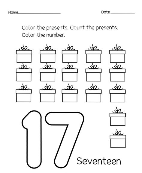 Worksheet For Preschoolers, Worksheet Number, 17 Number, Maths Worksheet, Preschool Pictures, Number Practice, Preschool Number Worksheets, Worksheets For Preschoolers, Worksheet Preschool